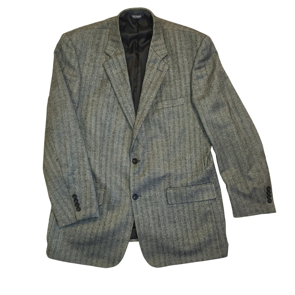Botany 500 Mens Grey Herringbone‎ Lambswool Blazer Sport Coat 44 Long 44L